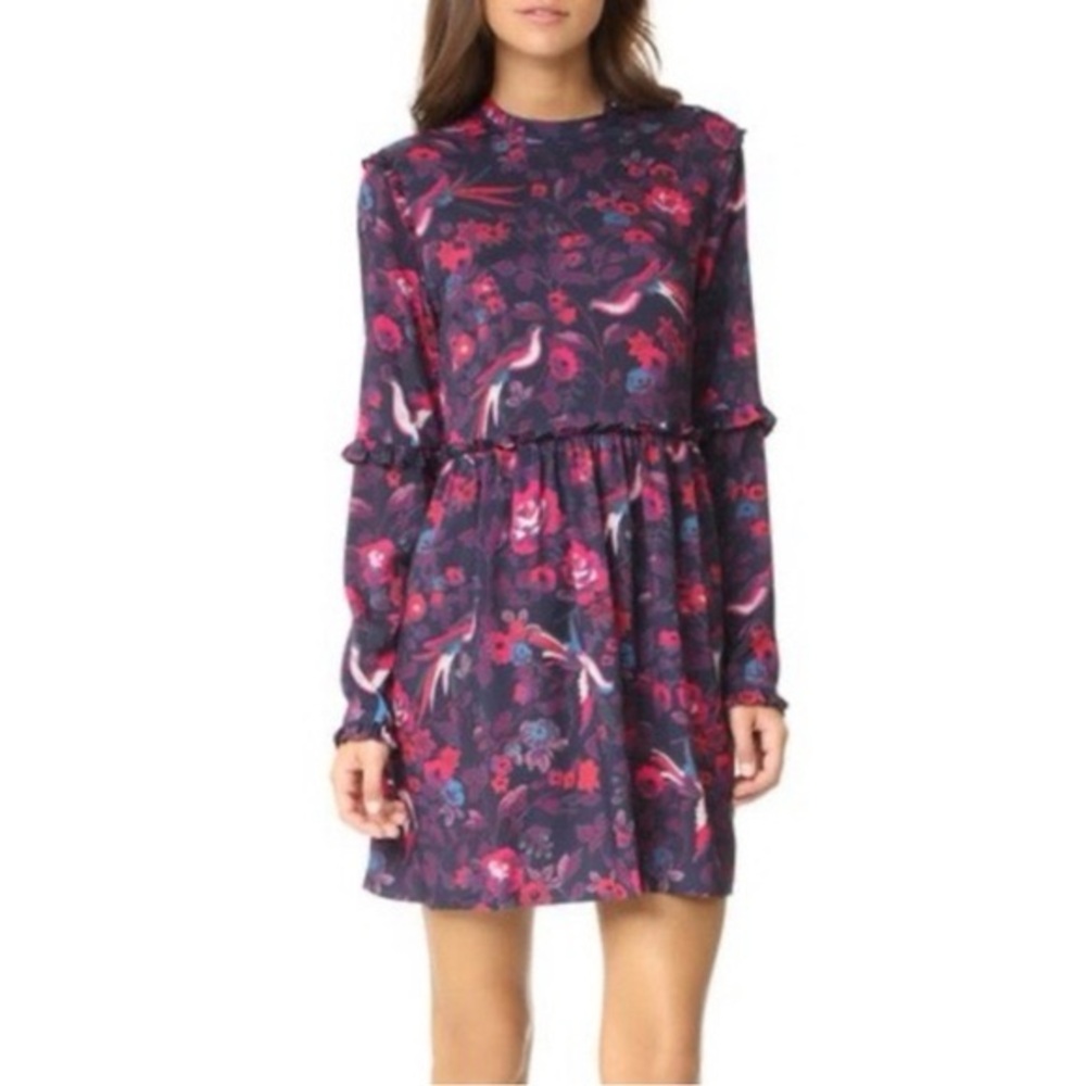 Tanya Taylor Lily Floral Print Silk Dress | Long Sleeve | Sz 6